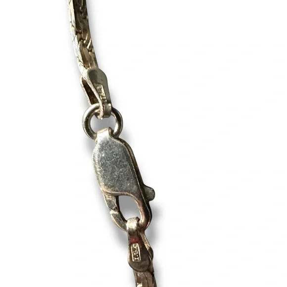 Green Dychroic Glass Heart Pendant with Silver Leaf Detail 22” Sterling Chain